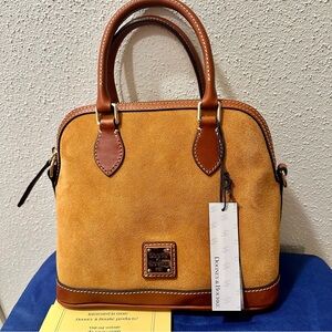 Dooney & Bourke Honey Tan Suede Top Handle Crossbody Satchel